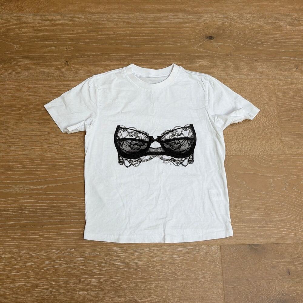Mystic Glamorous Bra T-shirt Size XS in White Black